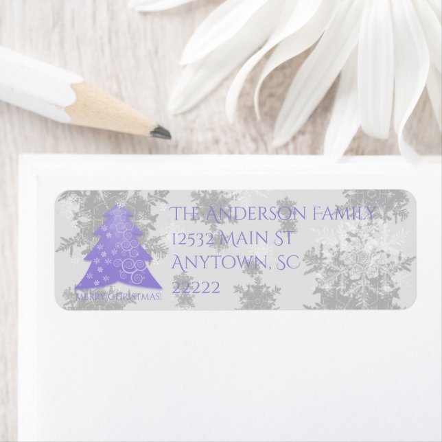 Lavender Festive Julgran Adressetiketter Returadress Etikett (Insitu)