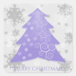 Lavender Festive Julgran Sticker Fyrkantigt Klistermärke