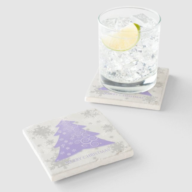 Lavender Festive Julgran Stone Underlägg (Sidan)