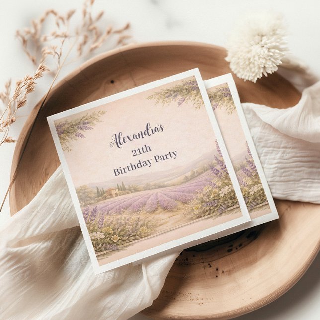 Lavender Field Garden Birthday Pappersservett (Skapare uppladdad)