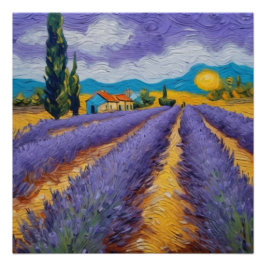 lavender field in van gogh style perfect poster