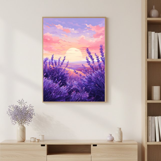 Lavender Field Sunset Wall Art Print Poster (Skapare uppladdad)
