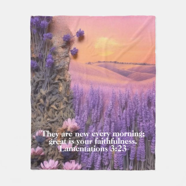 Lavender Fleece Blanket Lamentations 3:23 (Framsidan)
