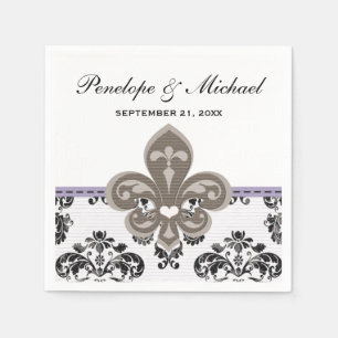 Lavender Fleur de Lis Bröllop Pappersservett