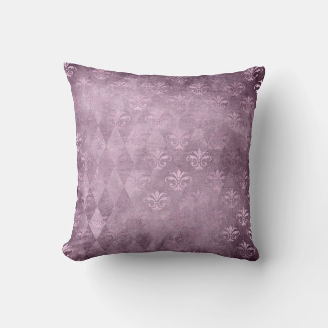 Lavender Fleur de Lis Damask Kudde (Framsida)