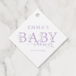 Lavender Floral Baby Shower | Elegant Wildflower Gåvor Etiketter