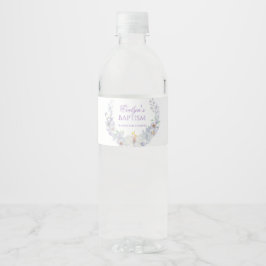 Lavender Floral Baptism Water Bottle Label Vattenflaska Etikett