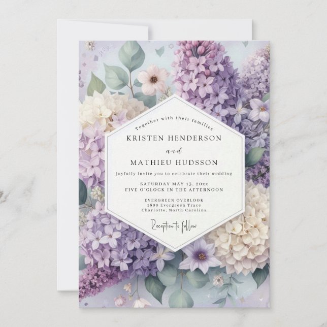 Lavender Floral Bloom Wedding Inbjudningar (Framsida)