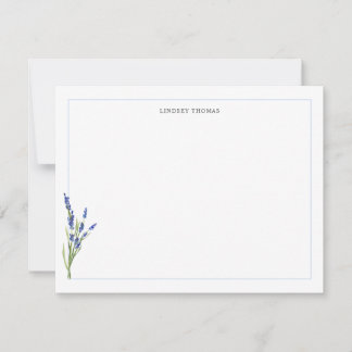 Lavender Floral Border Personalized Stationery Anteckningskort