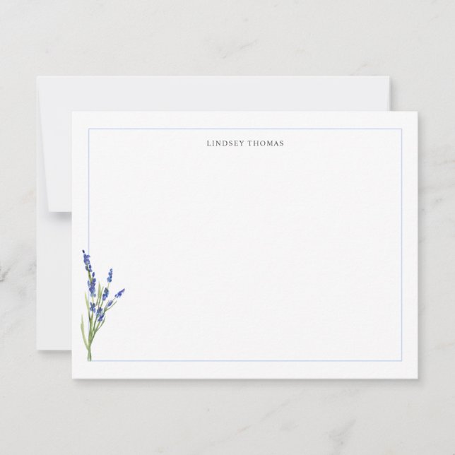 Lavender Floral Border Personalized Stationery Anteckningskort (Framsida)