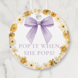 Lavender Floral Bow Pop When She Pops Baby Shower Gåvor Etiketter
