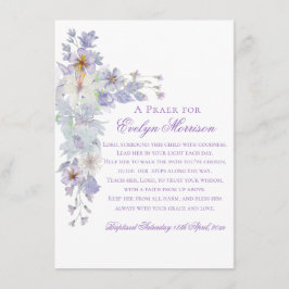 Lavender Floral Cross Baptism Prayer Card Tilläggskort