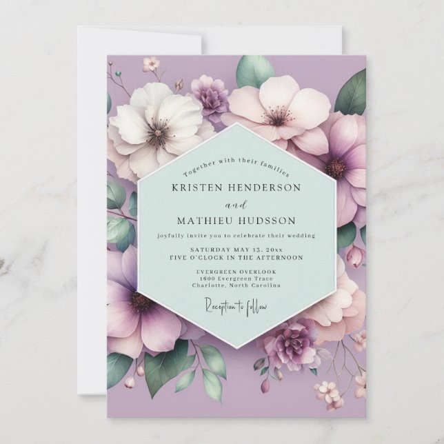 Lavender Floral Dream Wedding Inbjudningar (Framsida)