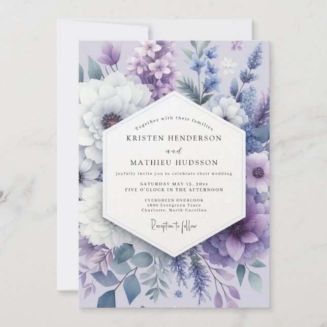 Lavender Floral Dream Wedding Inbjudningar (Framsida)