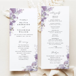 Lavender Floral Elegant Wedding Ceremony Program
