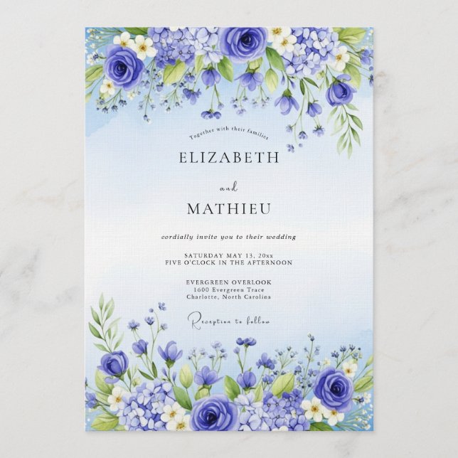 Lavender Floral Enchantment Wedding Inbjudningar (Framsida)
