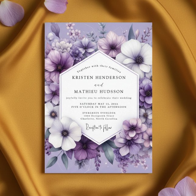 Lavender Floral Ethereal Wedding Inbjudningar (Skapare uppladdad)
