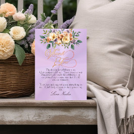 Lavender - Floral & Gold Tiara Quinceanera Tack Kort