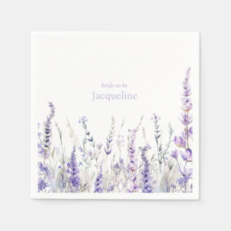 Lavender Floral Personalized Name Bridal Shower Pappersservett