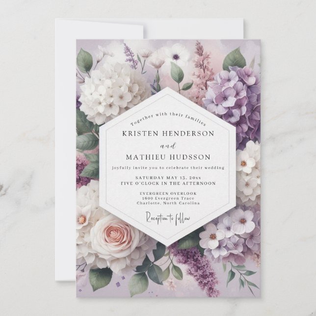 Lavender Floral Romance Wedding Inbjudningar (Framsida)