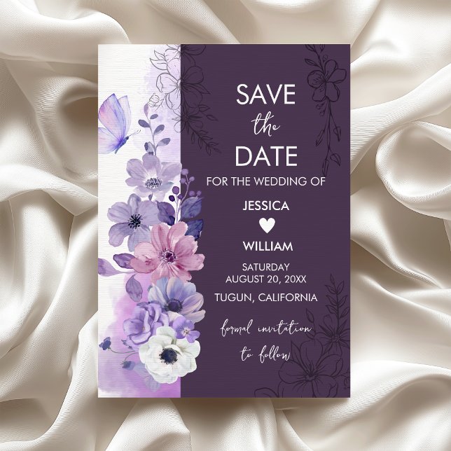 Lavender Floral Save the Date Card Spara Datumet (Skapare uppladdad)
