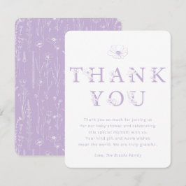 Lavender Floral Thank You Card | Baby Shower Tack Kort