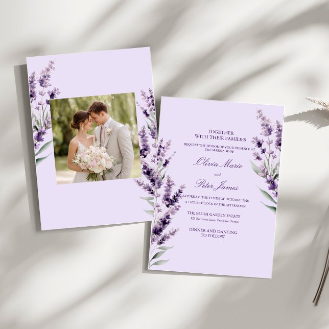 Lavender Floral Watercolor Wedding Invitation Inbjudningar (Skapare uppladdad)
