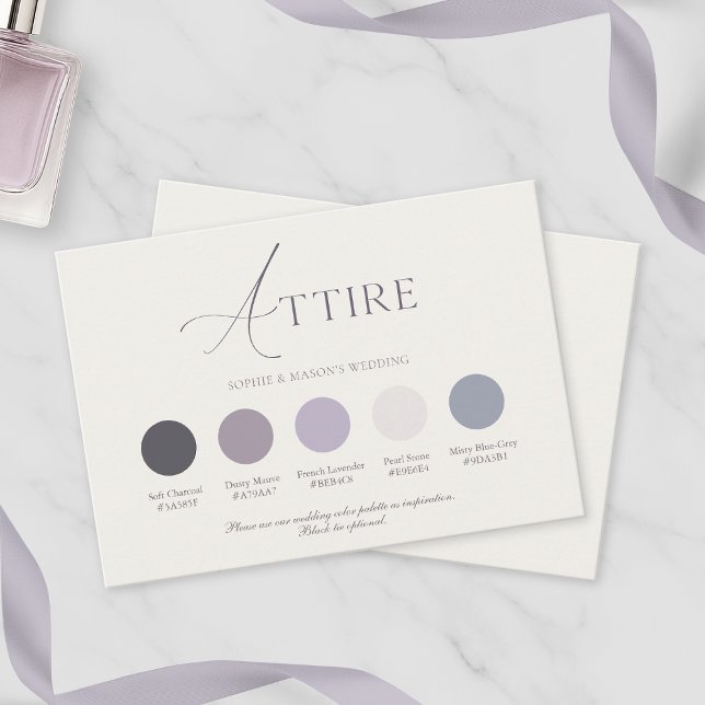 Lavender Floral Wedding Attire Card Inbjudningar (Skapare uppladdad)