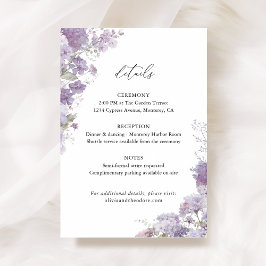 Lavender Floral Wedding Details, Information Tilläggskort