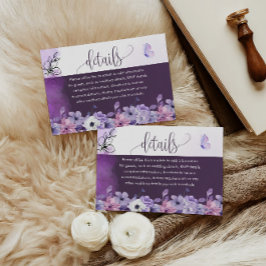 Lavender Floral Wedding Details Insert Tilläggskort