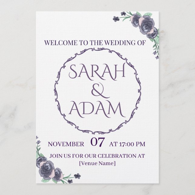 Lavender Floral Wedding Invitation Inbjudningar (Framsida)