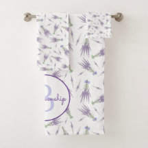 Lavender Flower Bundle Mönster Lila Bow Monogram