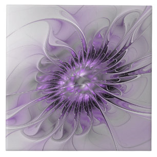 Lavender Flower Dream Modern Abstrakt Fractal Art Kakelplatta