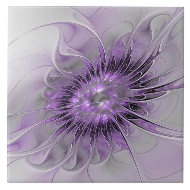 Lavender Flower Dream Modern Abstrakt Fractal Art Kakelplatta (Framsidan)