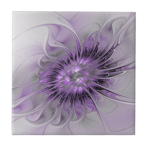 Lavender Flower Dream Modern Abstrakt Fractal Art Kakelplatta