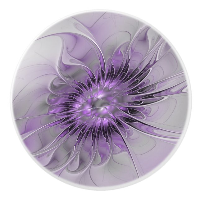 Lavender Flower Dream Modern Abstrakt Fractal Art Knopp (Framsidan)