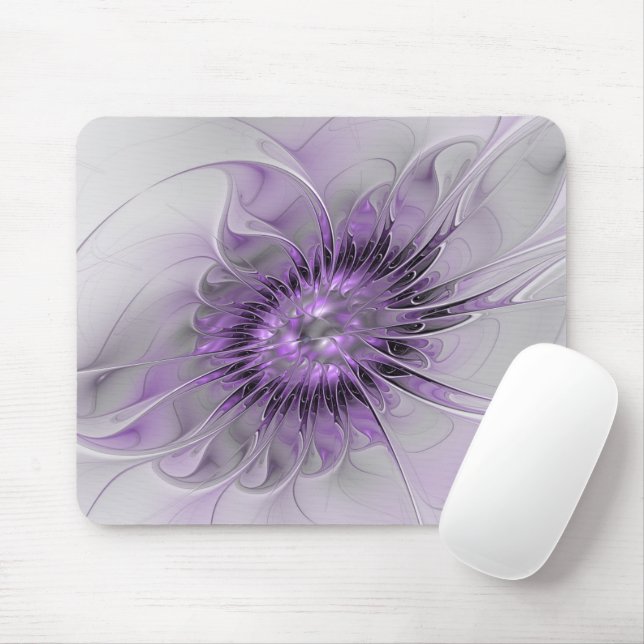 Lavender Flower Dream Modern Abstrakt Fractal Art Musmatta (Med mus)