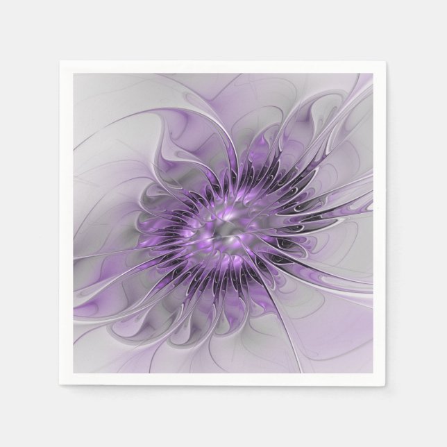 Lavender Flower Dream Modern Abstrakt Fractal Art Pappersservett (Framsidan)