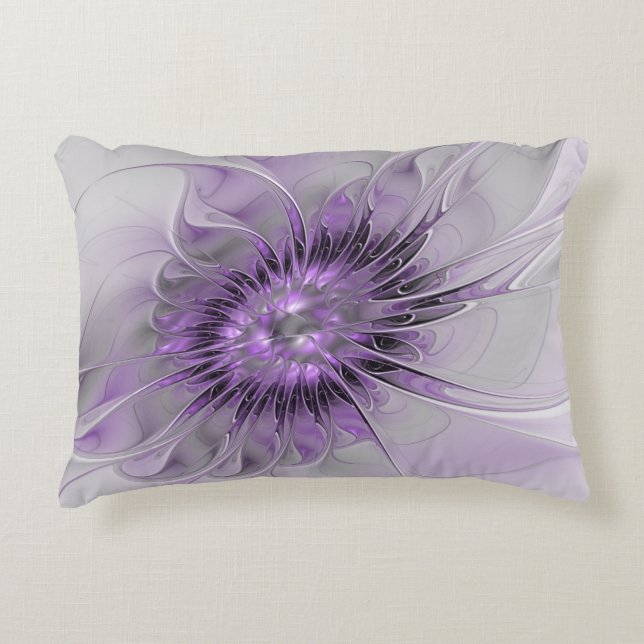 Lavender Flower Dream Modern Abstrakt Fractal Art Prydnadskudde (Framsidan)