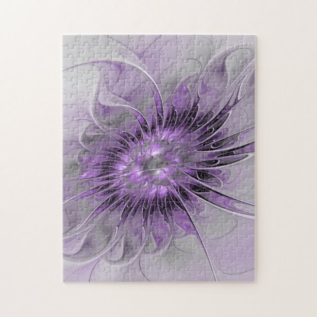 Lavender Flower Dream Modern Abstrakt Fractal Art Pussel (Vertikal)