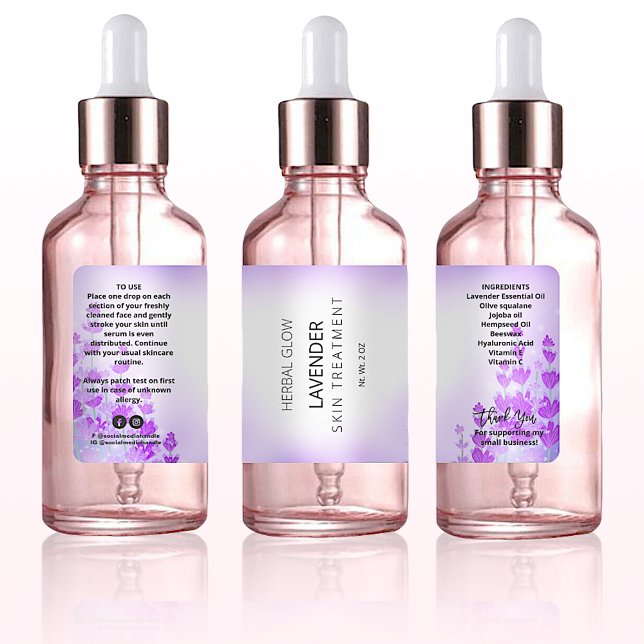 Lavender Flower Dropper Flaska-etiketter Fraktsedel (Skapare uppladdad)