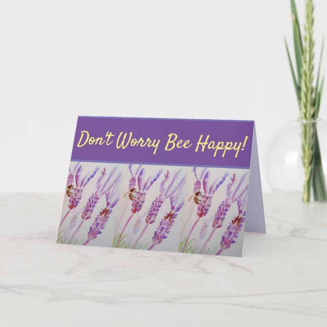 Lavender Flower, oroa inte Bee Lycklig Kort (Framsida)