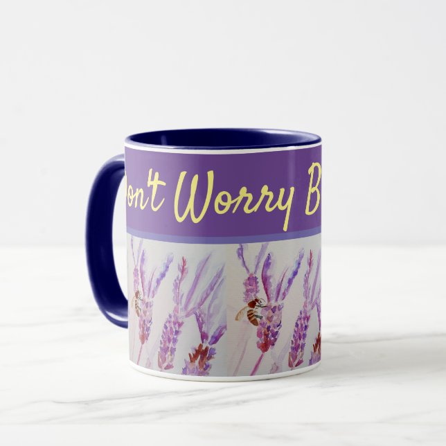 Lavender Flower, oroa inte Bee Lycklig Lila Mugg (Framsida vänster)