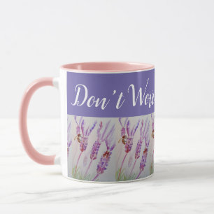 Lavender Flower, oroa inte Bee Lycklig Lila Mugg