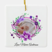 Lavender Flowers Birth Detail Photo minnesstund