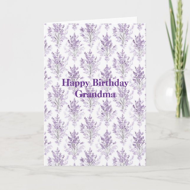 Lavender Flowers Birthday Kort (Framsida)