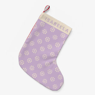 Lavender Flowers Boho Mönster Personlig Liten Julstrumpa