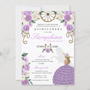 Lavender Flowers Boots & Ropes Westerna Quinceañer Inbjudningar
