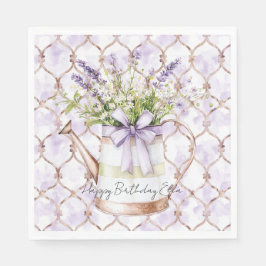Lavender Flowers Bow Birthday Pappersservett