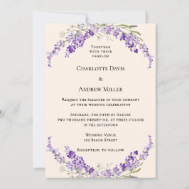 Lavender flowers champage cream wedding inbjudningar